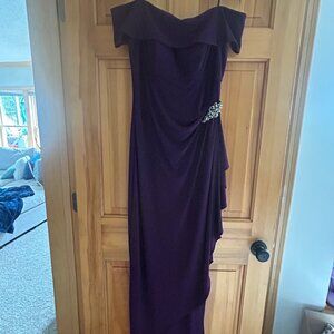 Pretty Eggplant Off the Shoulder Gown